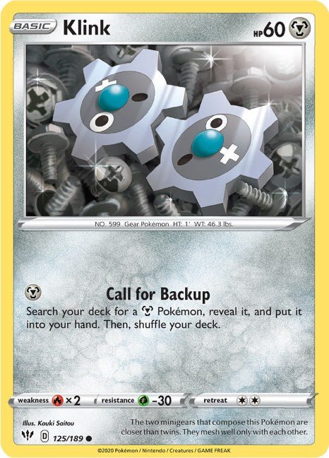 Pokemon Klink 125/189 SWSH03: Darkness Ablaze Reverse Holo - EternaCards