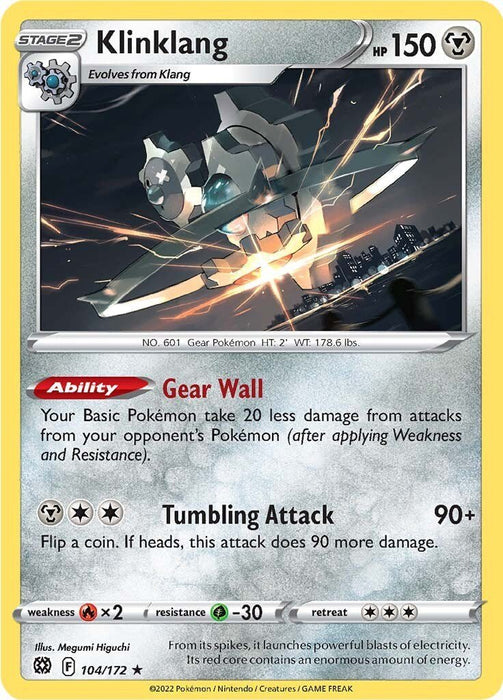 Pokemon Klinklang 104/172 SWSH09: Brilliant Stars Reverse Holo - EternaCards