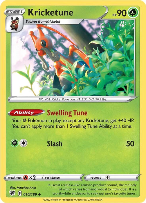Pokemon Kricketune 010/189 SWSH10: Astral Radiance Reverse Holo - EternaCards