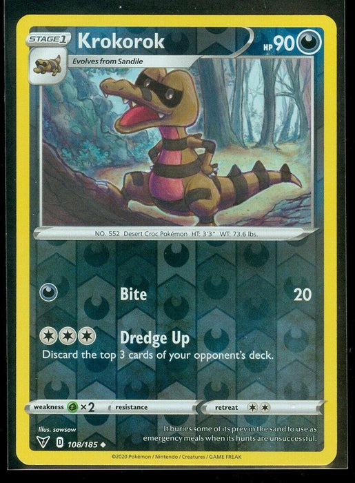 Pokemon Krokorok 108/185 SWSH04: Vivid Voltage Normal - Eterna Cards