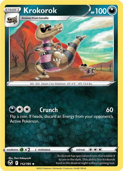 Pokemon Krokorok 112/195 SWSH12: Silver Tempest Reverse Holo - EternaCards