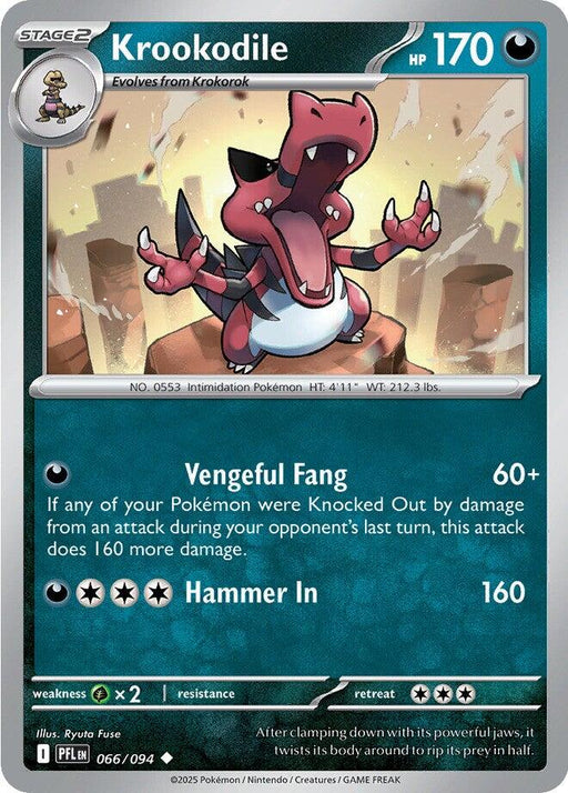 Pokemon Krookodile 066/094 ME02: Phantasmal Flames Reverse Holo - EternaCards