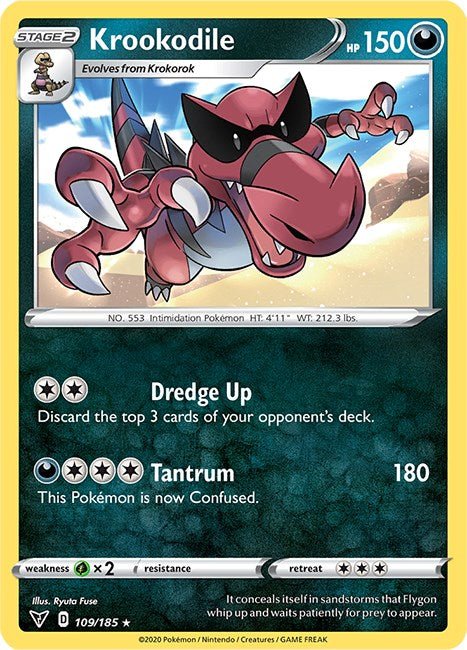 Pokemon Krookodile 109/185 SWSH04: Vivid Voltage Reverse Holo - EternaCards