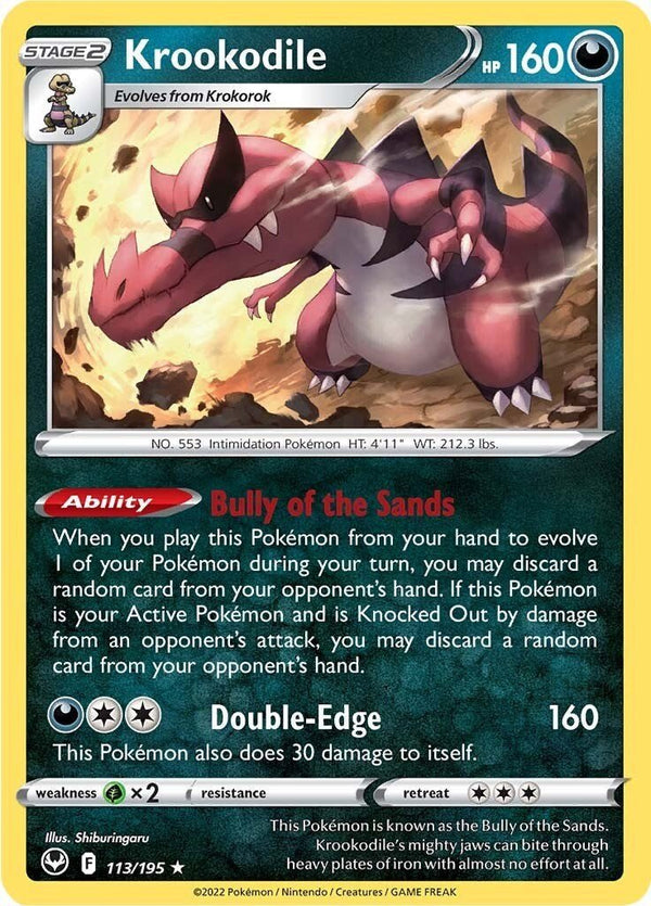 Pokemon Krookodile 113/195 SWSH12: Silver Tempest Holo