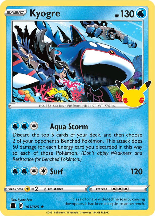 Pokemon Kyogre 003/025 Celebrations Holo - Eterna Cards