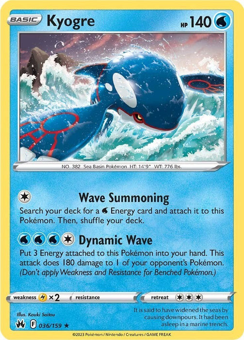 Pokemon Kyogre 036/159 Crown Zenith Holo - EternaCards