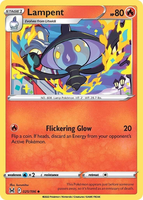 Pokemon Lampent 025/196 SWSH11: Lost Origin Normal - EternaCards