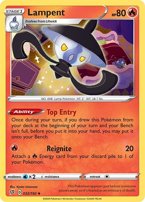 Pokemon Lampent 032/192 SWSH02: Rebel Clash Reverse Holo - EternaCards