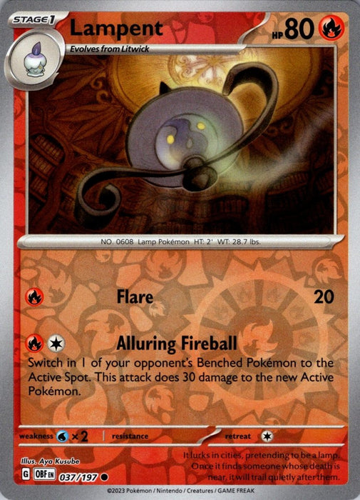 Pokemon Lampent 037/197 SV03: Obsidian Flames Normal - Eterna Cards