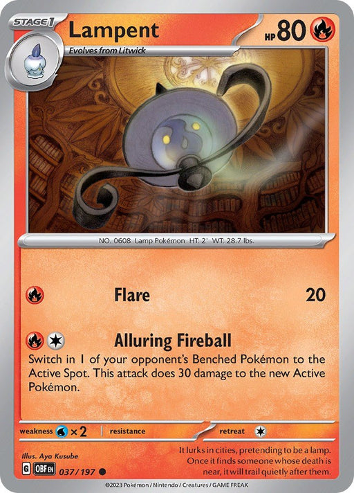 Pokemon Lampent 037/197 SV03: Obsidian Flames Normal - Eterna Cards