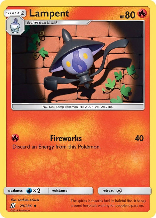 Pokemon Lampent 29/236 SM - Unified Minds Reverse Holo - Eterna Cards