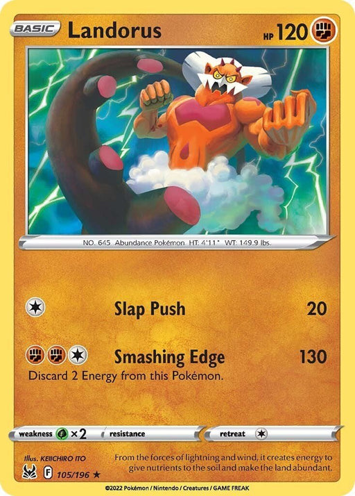 Pokemon Landorus 105/196 SWSH11: Lost Origin Reverse Holo - EternaCards