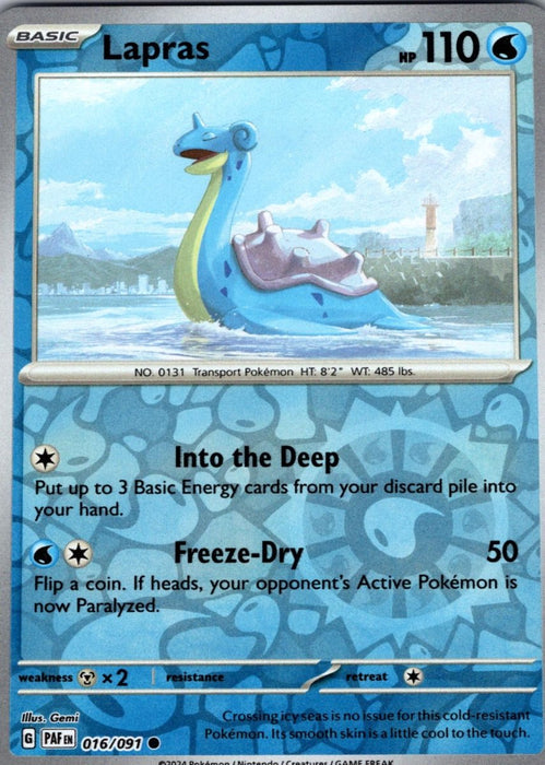 Pokemon Lapras 016/091 SV: Paldean Fates Normal - Eterna Cards