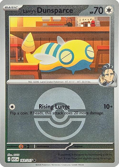 Pokemon Larry's Dunsparce (Poke Ball) 163/217 ME: Ascended Heroes Reverse Holo - Eterna Cards