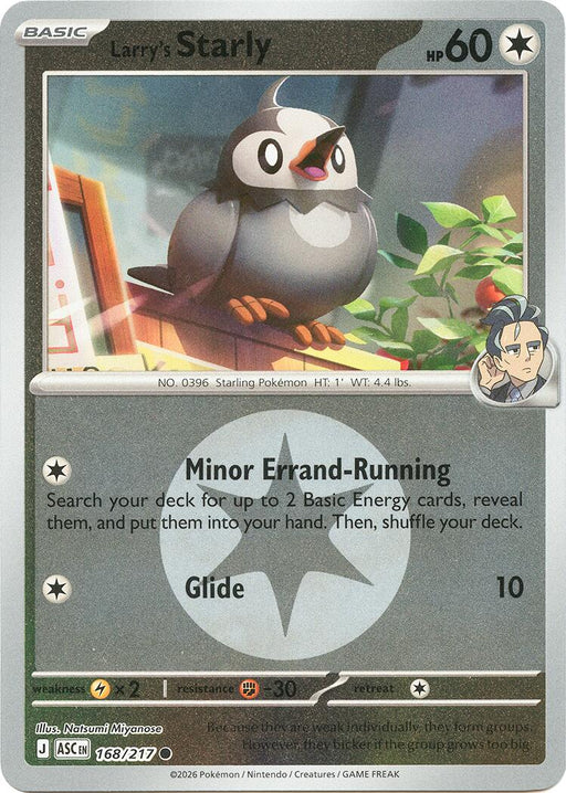 Pokemon Larry's Starly (Energy Symbol Pattern) 168/217 ME: Ascended Heroes Reverse Holo - Eterna Cards