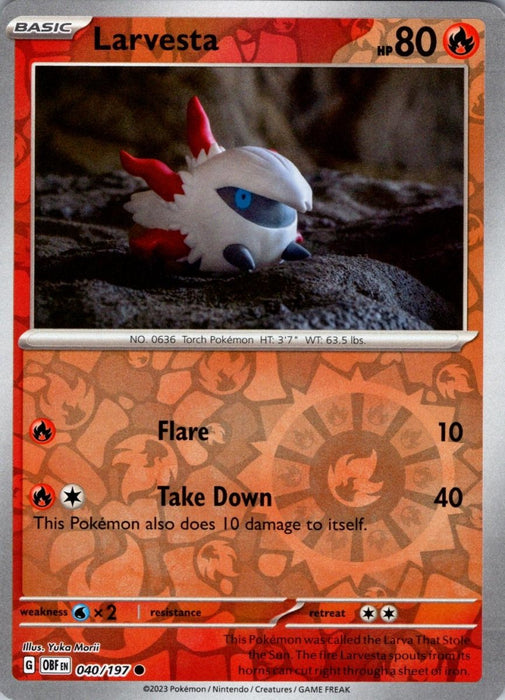 Pokemon Larvesta 040/197 SV03: Obsidian Flames Normal - Eterna Cards