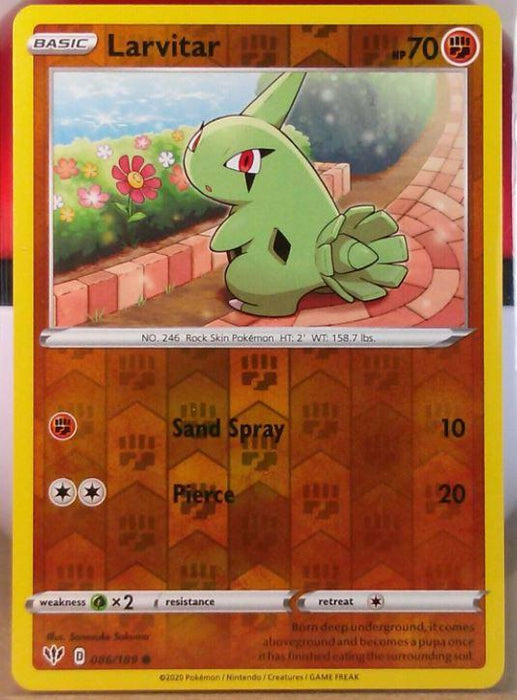 Pokemon Larvitar 086/189 SWSH03: Darkness Ablaze Normal - Eterna Cards