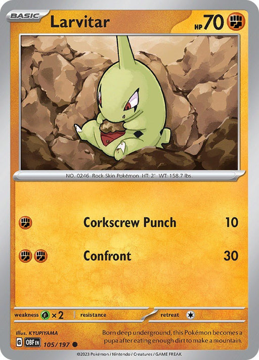 Pokemon Larvitar 105/197 SV03: Obsidian Flames Normal - EternaCards