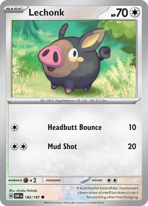 Pokemon Lechonk - 182/197 182/197 SV03: Obsidian Flames Reverse Holo - EternaCards