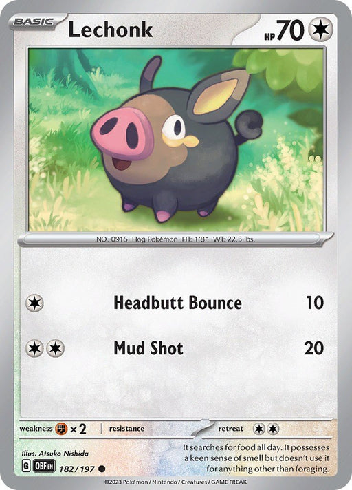 Pokemon Lechonk - 182/197 182/197 SV03: Obsidian Flames Reverse Holo - EternaCards