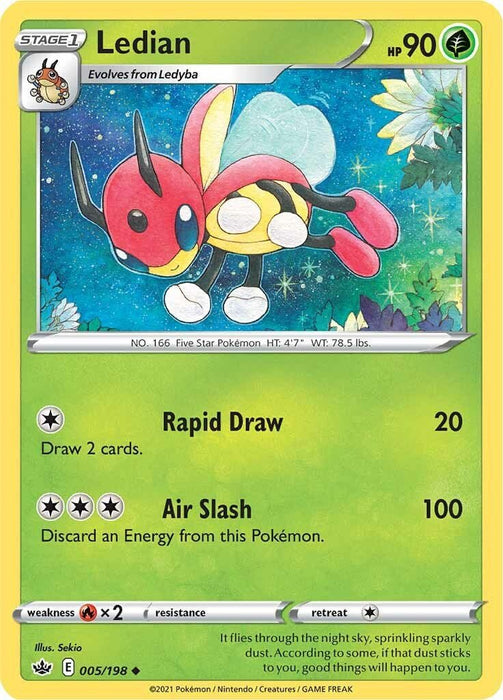 Pokemon Ledian 005/198 SWSH06: Chilling Reign Normal - Eterna Cards