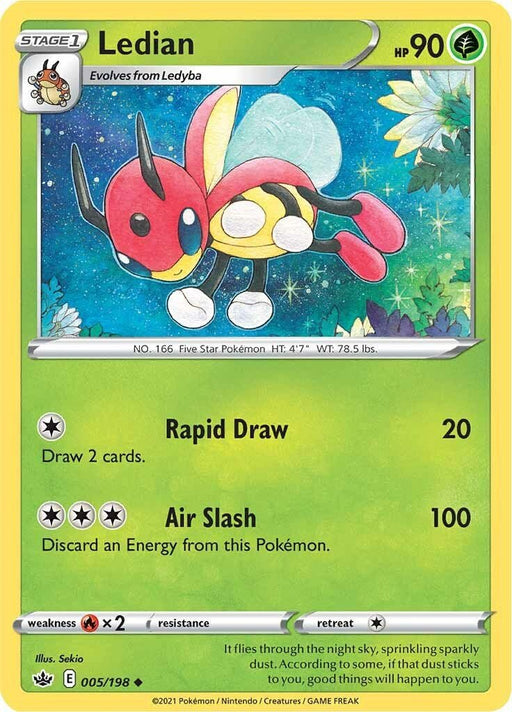 Pokemon Ledian 005/198 SWSH06: Chilling Reign Normal - Eterna Cards