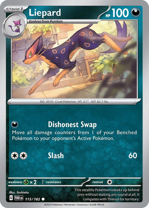 Pokemon Liepard 115/182 SV04: Paradox Rift Reverse Holofoil - EternaCards