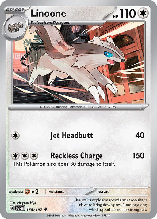 Pokemon Linoone 168/197 SV03: Obsidian Flames Reverse Holofoil - EternaCards