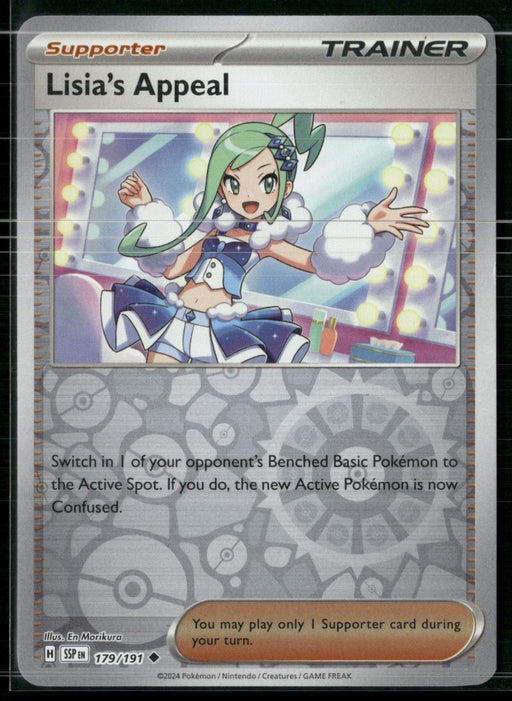 Pokemon Lisia's Appeal - 179/191 179/191 SV08: Surging Sparks Reverse Holo - Eterna Cards