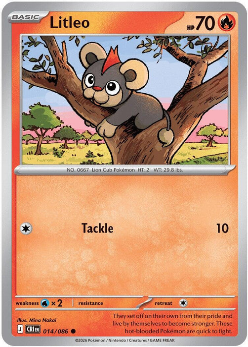 Pokemon Litleo 014/086 ME04: Chaos Rising Reverse Holo - EternaCards
