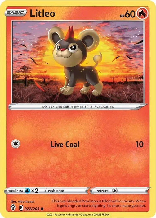 Pokemon Litleo 022/203 SWSH07: Evolving Skies Reverse Holo - EternaCards