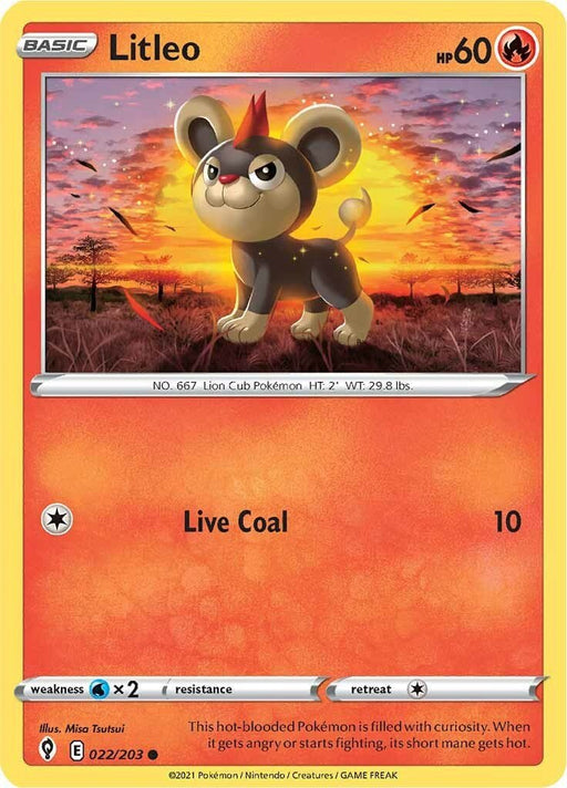 Pokemon Litleo 022/203 SWSH07: Evolving Skies Reverse Holo - EternaCards