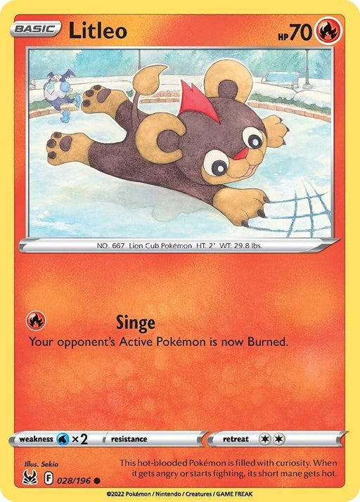 Pokemon Litleo 028/196 SWSH11: Lost Origin Reverse Holo - EternaCards