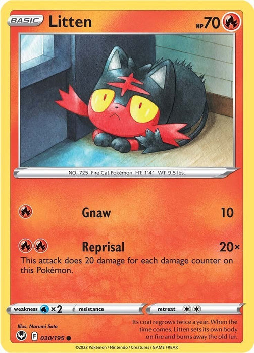 Pokemon Litten 030/195 SWSH12: Silver Tempest Reverse Holo - EternaCards