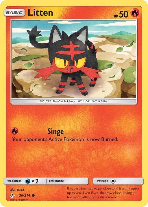 Pokemon Litten (26) 26/214 SM - Unbroken Bonds Reverse Holo - EternaCards