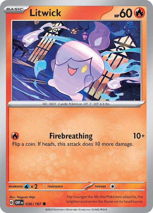 Pokemon Litwick 036/197 SV03: Obsidian Flames Normal - EternaCards