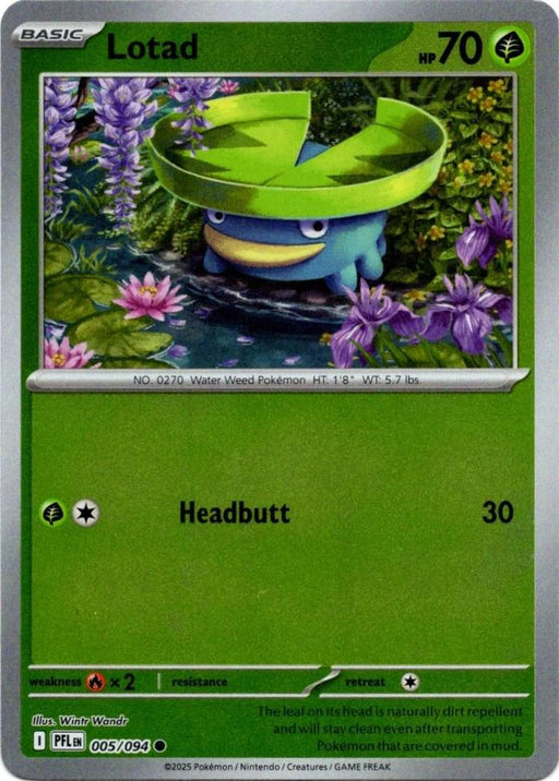 Pokemon Lotad 005/094 ME02: Phantasmal Flames Normal - Eterna Cards
