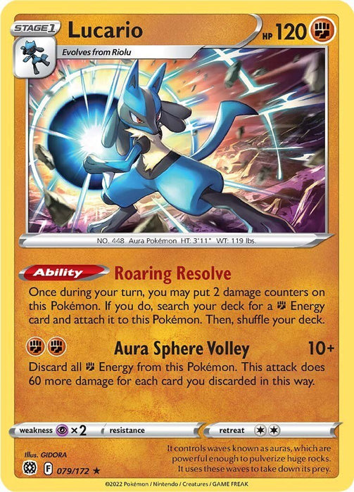 Pokemon Lucario 079/172 SWSH09: Brilliant Stars Reverse Holo - Eterna Cards