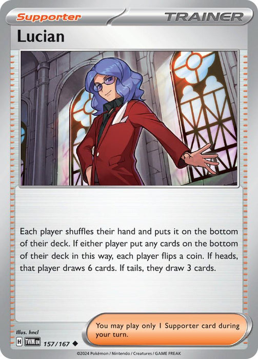 Pokemon Lucian - 157/167 157/167 SV06: Twilight Masquerade Reverse Holo - EternaCards