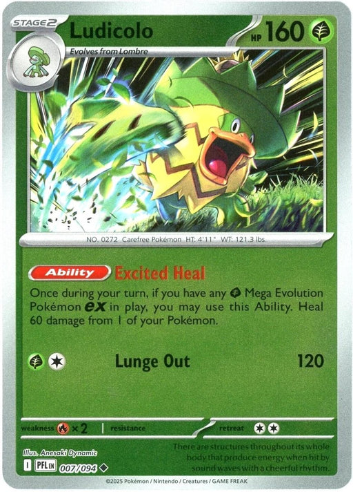 Pokemon Ludicolo - 007/094 ME02: Phantasmal Flames Normal - Eterna Cards