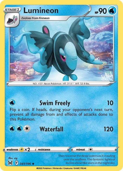 Pokemon Lumineon 041/196 SWSH11: Lost Origin Reverse Holo - EternaCards