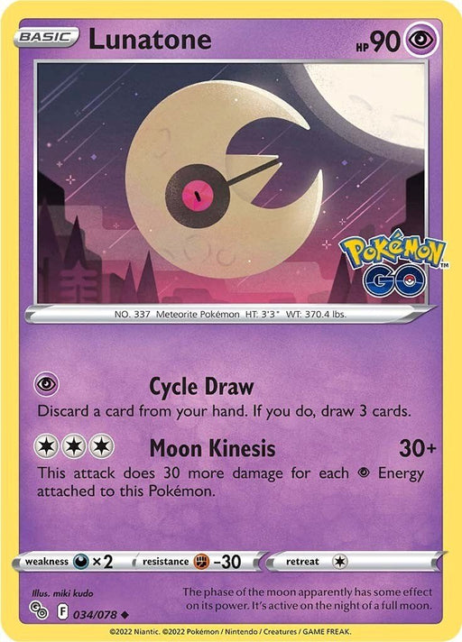 Pokemon Lunatone 034/078 Pokemon GO Normal - EternaCards