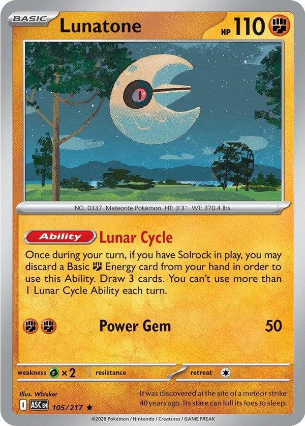 Pokemon Lunatone 105/217 ME: Ascended Heroes Holo