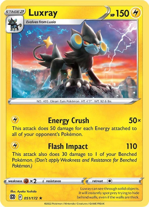 Pokemon Luxray 051/172 SWSH09: Brilliant Stars Reverse Holo - EternaCards