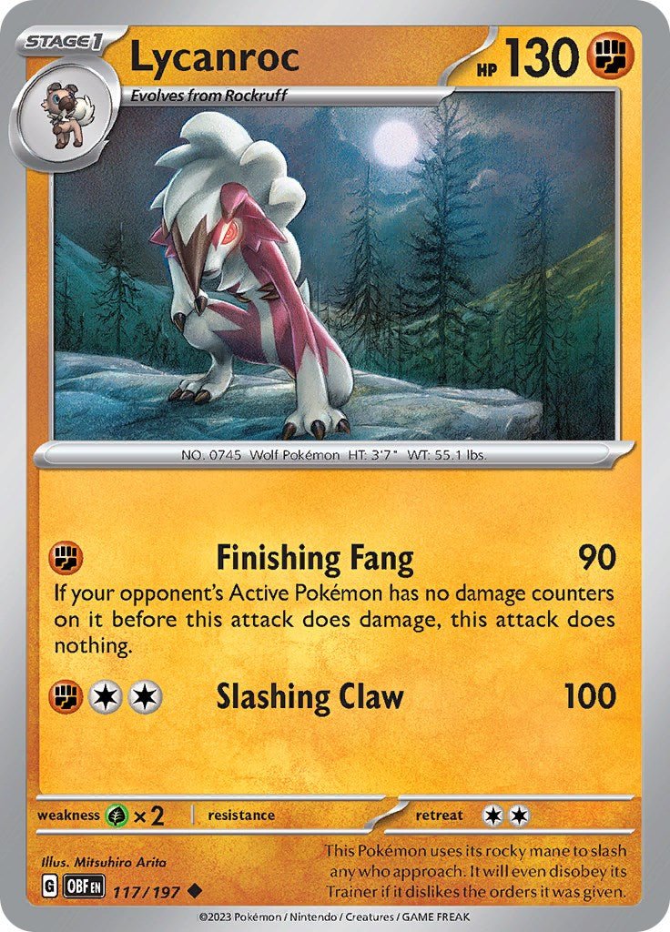 Pokemon Lycanroc 117/197 SV03: Obsidian Flames Normal