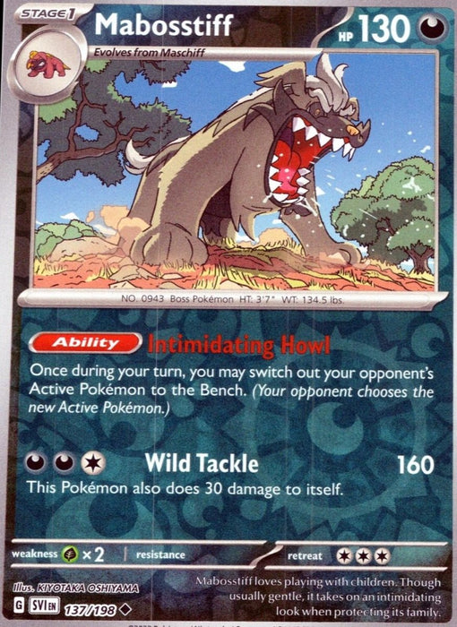 Pokemon Mabosstiff - 137/198 SV01: Scarlet & Violet Base Set Normal - Eterna Cards