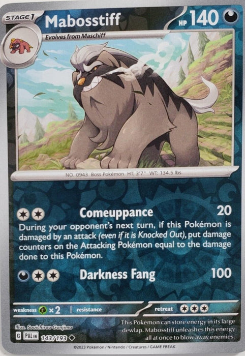 Pokemon Mabosstiff 143/193 SV02: Paldea Evolved Normal - Eterna Cards