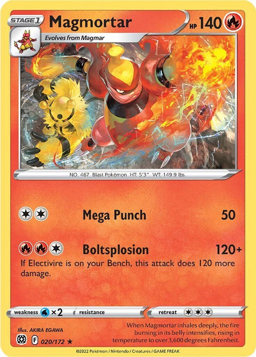 Pokemon Magmortar 020/172 SWSH09: Brilliant Stars Reverse Holo - EternaCards