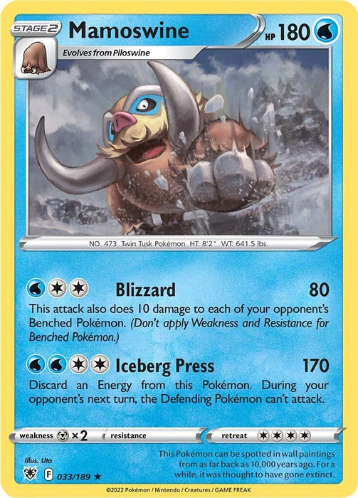 Pokemon Mamoswine 033/189 SWSH10: Astral Radiance Reverse Holo - EternaCards