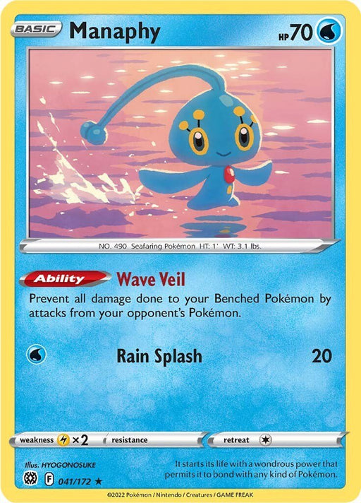 Pokemon Manaphy 041/172 SWSH09: Brilliant Stars Reverse Holo - EternaCards